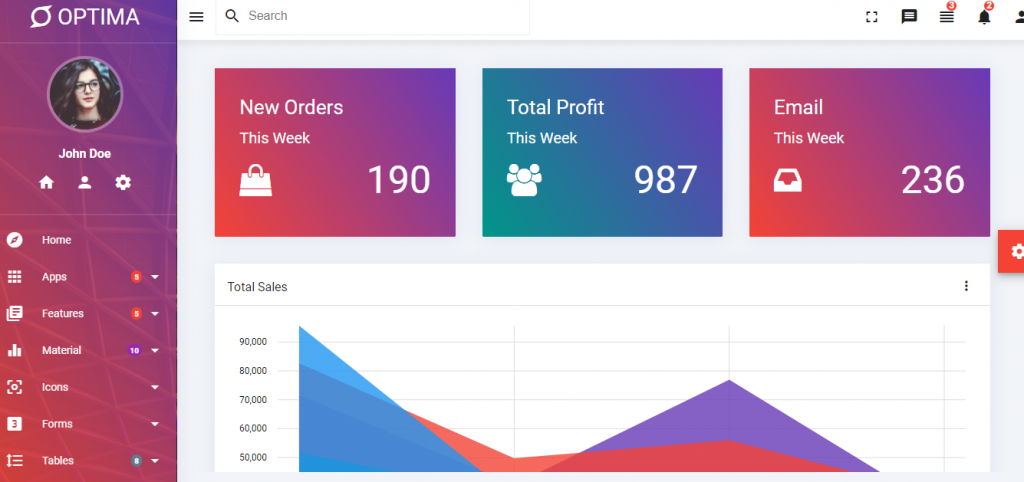 Optima -  angular material admin dashboard