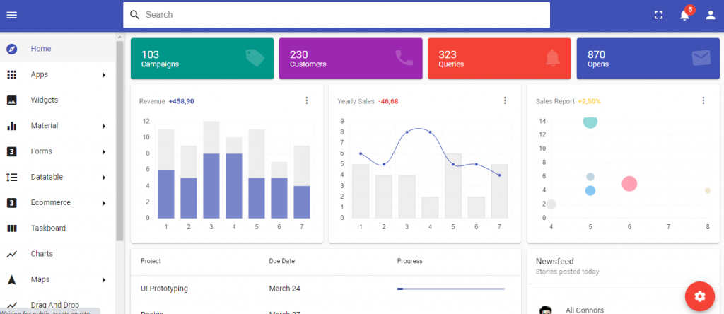 Primer - Angular Material Admin Dashboard