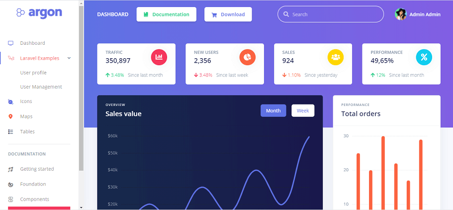 Argon Dashboard Laravel (free)