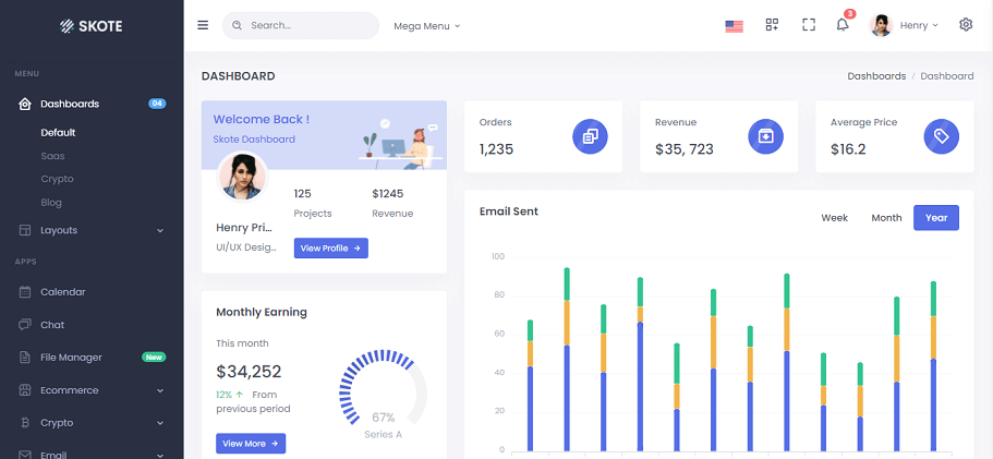 Skote - Laravel Admin Dashboard Template