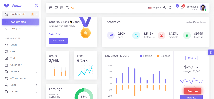 Vuexy - Laravel Admin Dashboard Template