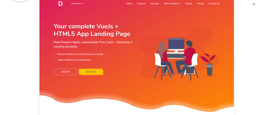 Dexam - Vuejs & HTML Landing Page 