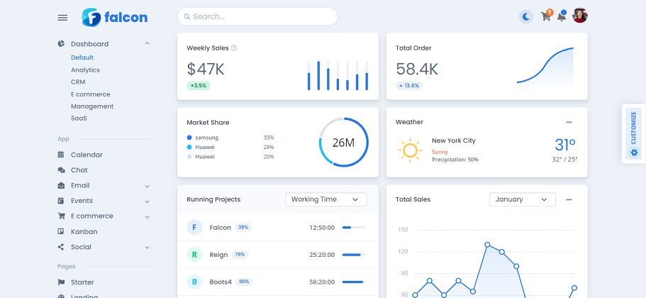 Falcon Admin Dashboard & WebApp Template