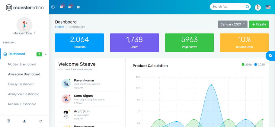 Monster Bootstrap Admin Template