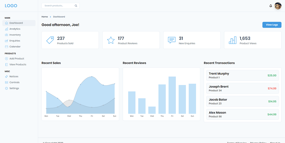 Vue Tailwindcss dashboard Admin