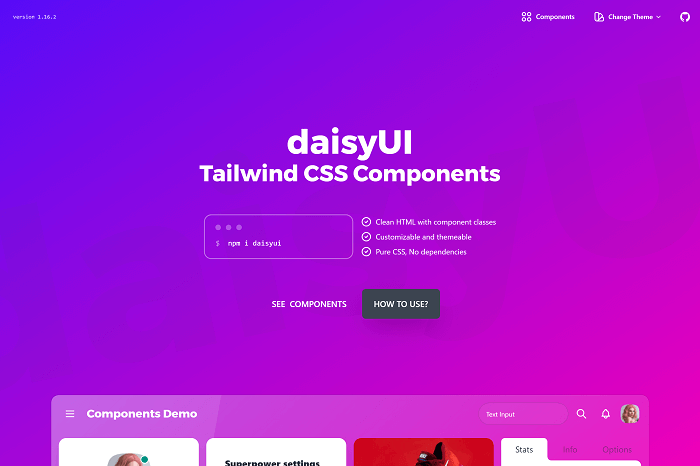 DaisyUI Tailwind CSS UI kit