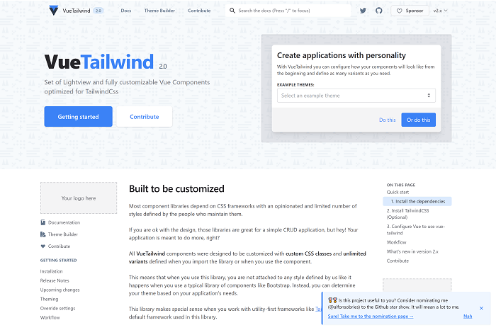 VueTailwind Tailwind CSS UI Kits