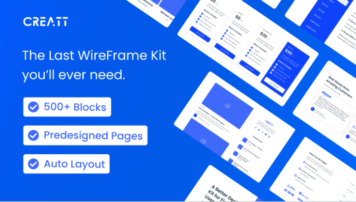 Creatt UI Wireframe Kit - Modern & Clean Design Wireframe
