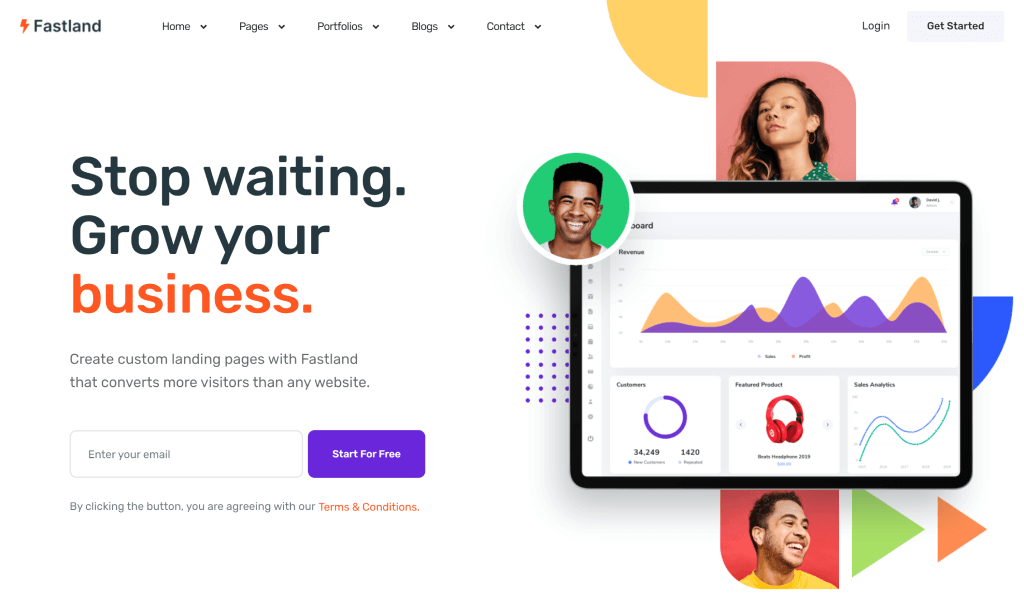 Fastland - Landing Page Template for SaaS, Startup & Agency