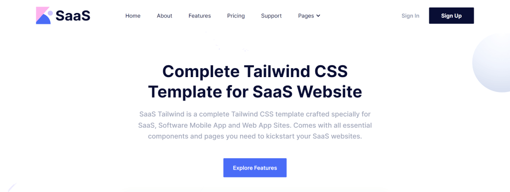 SaaS - Tailwind CSS Template for SaaS Software Site