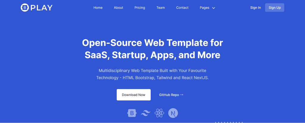 Play - HTML Free Startup Landing page Template