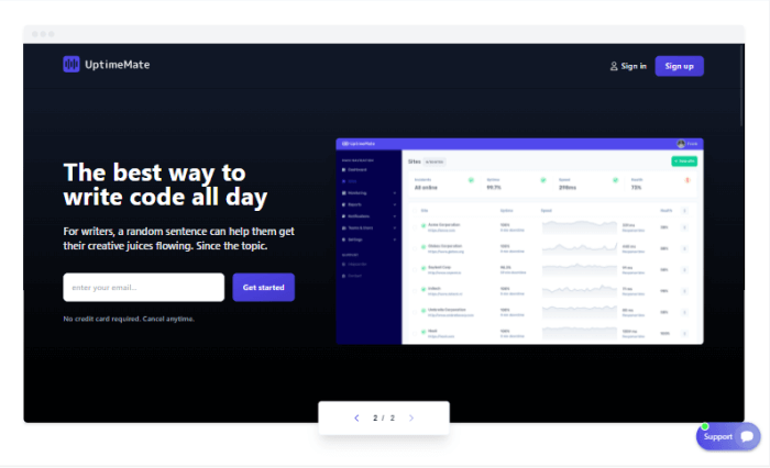 UptimeMate - Tailwind CSS Landing page template