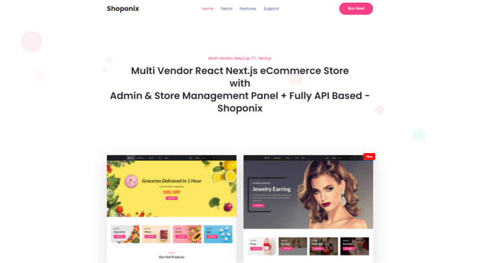 Shoponix React nextjs eCommerce store