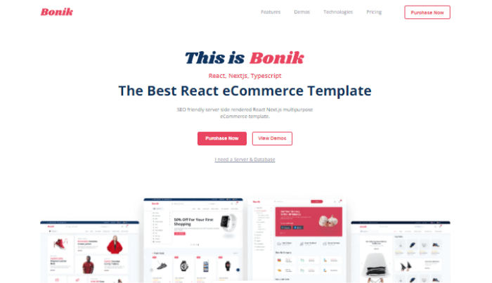 bonik react ecommerce template with nextjs