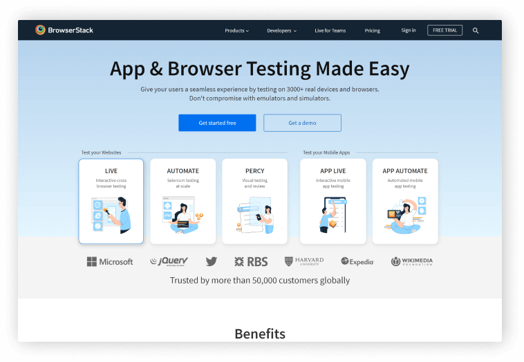 browser stack for developers