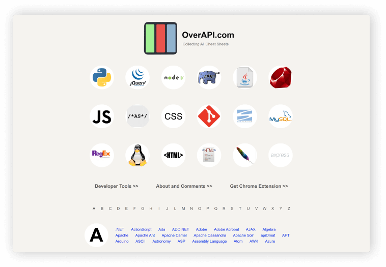 OverAPI - Cheatsheet for developers