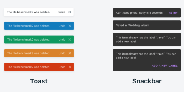 snackbar and toast in ui design