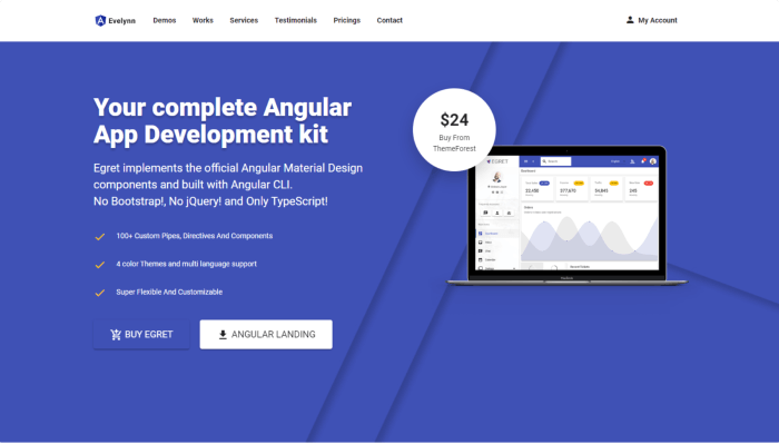 Evelynn - Material Design Angular App Landing Page
