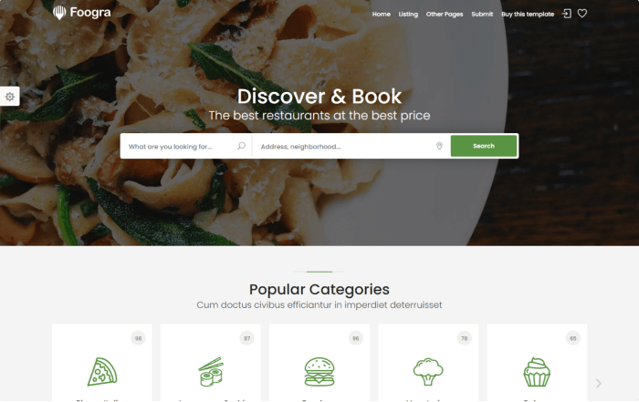 Foogra - Restaurants Directory & Listings Template