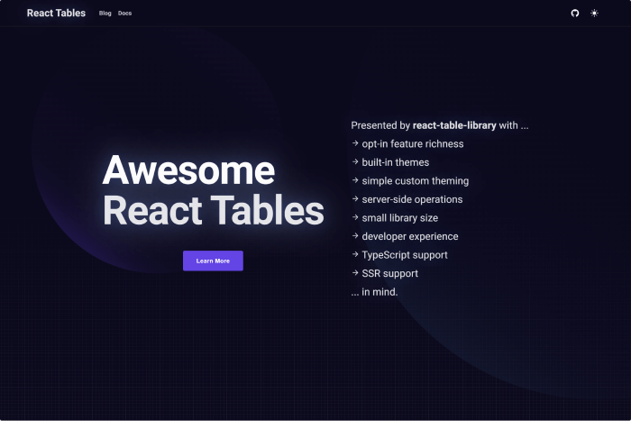 Awesome React Tables